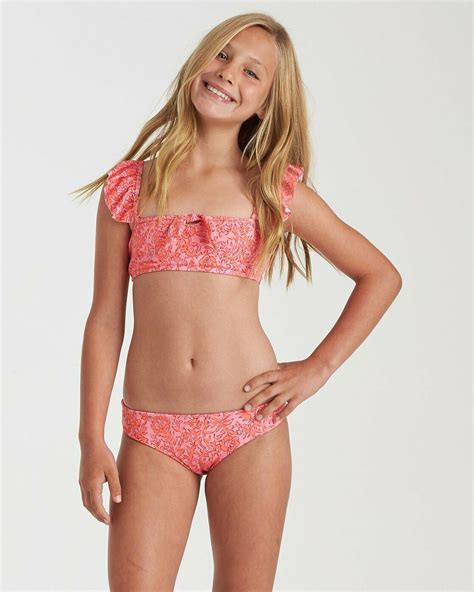 Billabong Big Girls 2 Bella Sol Ruffle Flutter Reversible Bikini Set