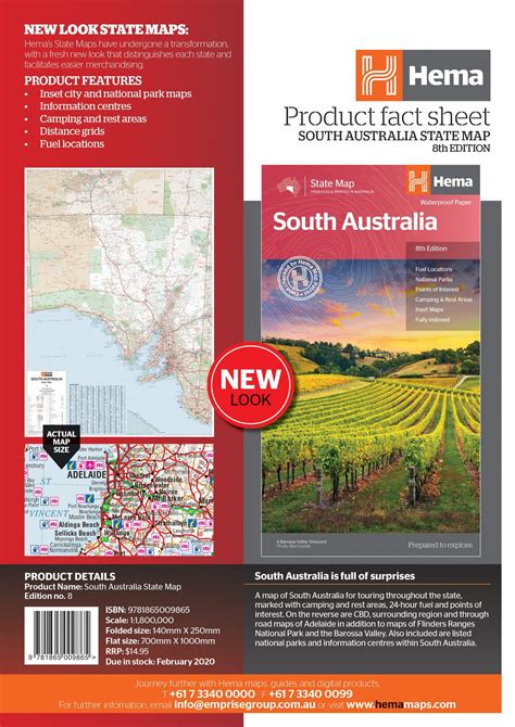 Hema Maps South Australia State Map Complete Road Map Sa