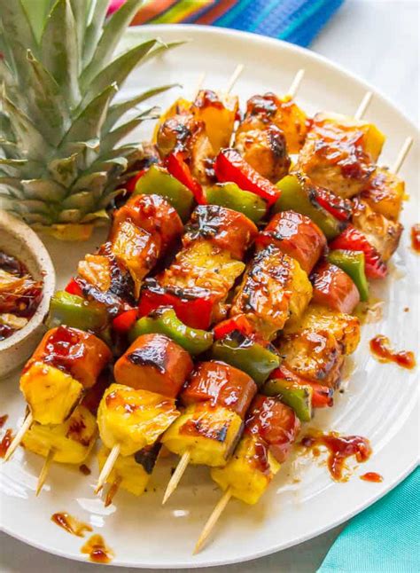 Kabobs are a delicious meal or snack! Teriyaki chicken pineapple kabobs - Family Food on the Table
