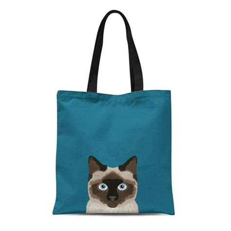Sidonku Canvas Tote Bag House Siamese Cat Cute For Warming Funny