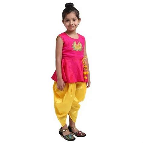 Indo Western Green And Pink Peplum Dhoti For Girls 01 Years To 12 Years