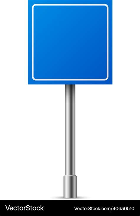 Blue Square Road Sign Realistic Blank Street Vector Image