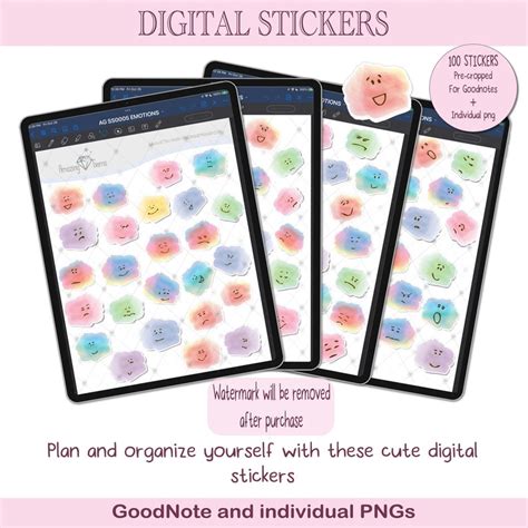 Mood Digital Stickers Emoticon Stickers Pre Cropped For Etsy