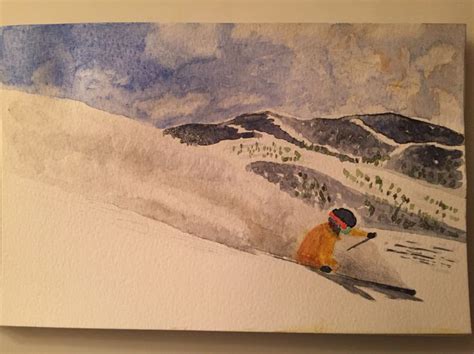 Skier Skiing Watercolor Malerei Inspiration Winterbilder Malerei