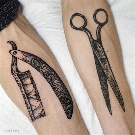 Scissors And Straight Razor Tattoos Stylish Tattoo Gentleman Tattoo