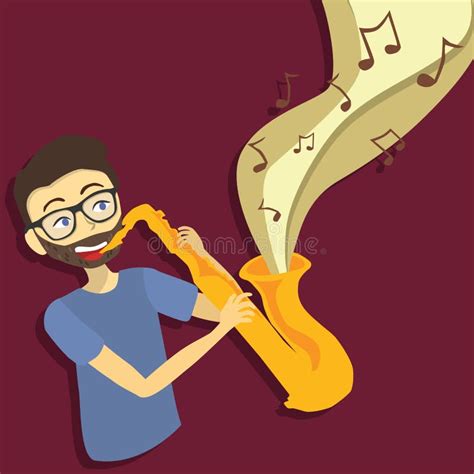 Man Playing Saxophone Vector Cartoon Stock Vector Illustration Of