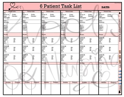 CNA 6 Patient Task List Etsy