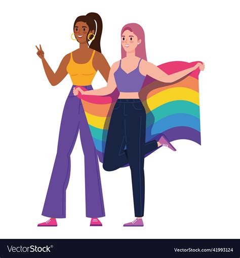 Interracial Lesbians Couple Royalty Free Vector Image