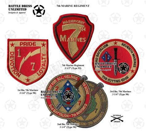 7th Marine Regiment 1st 2nd 3rd Battalion 7th Marines Patch Mccu 30