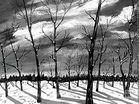 Black And White Winter Wonderland Painting Painting By Jeffrey Koss