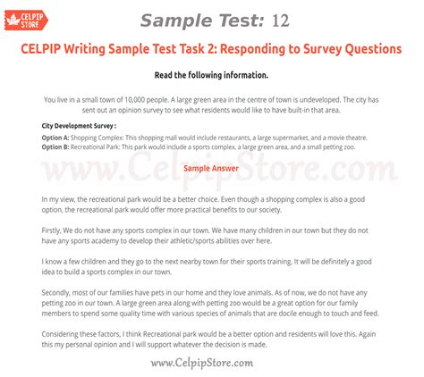 Celpip Writing Sample Test Task 2 Responding To Survey Ielts Writing