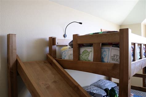 Loft bed with slide could also be used as a perfect place to store your kids' things under the loft bed. Bunk Bed With Slide - The Wood Whisperer