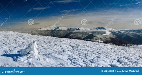 Winter Panoramic Landscape In Mountains Stock Photo Image Of