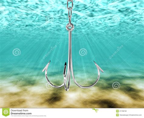Hook To Catch Fish Under Water 3d Image Stock Illustration