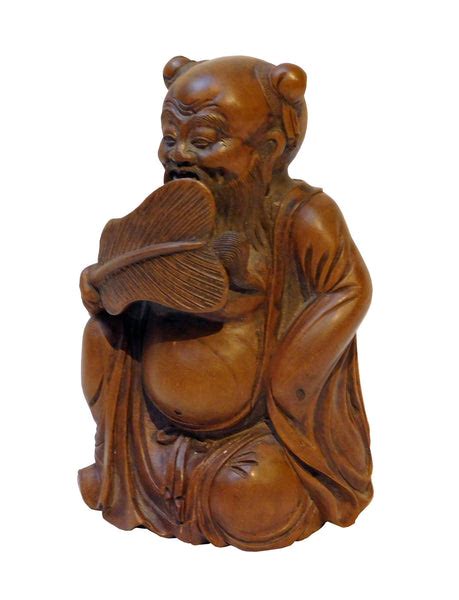 Vintage Fine Carved Solid Wood Chinese Eight Immortals Zhongli Quan Wi