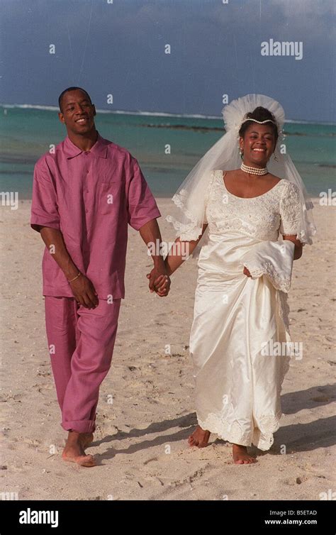 Ian Wright With Wife Debbie Getting Married July 1993 In Mauritius