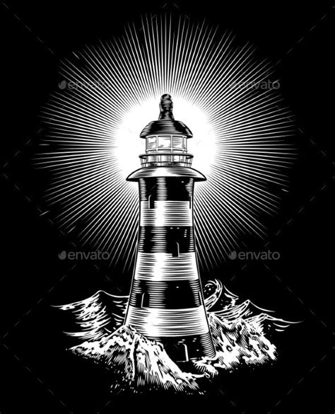Lighthouse And Waves Lighthouse Drawing Lighthouse Tattoo