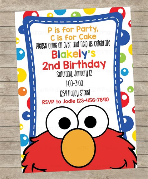 Elmo Birthday Invitation Sesame Street Printable