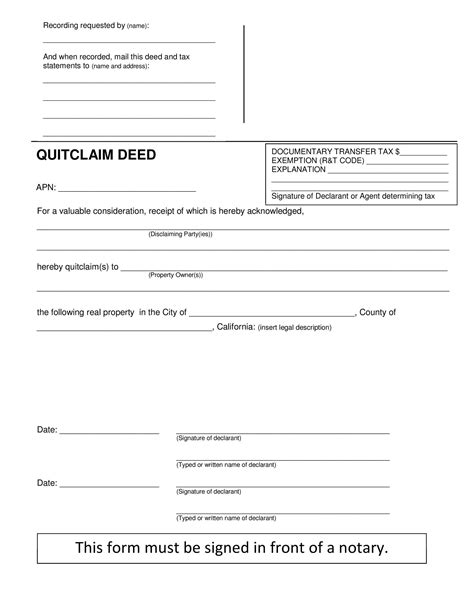 Free Quit Claim Deed Forms Templates Templatelab