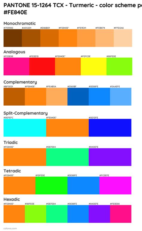 Pantone Tcx Turmeric Color Palettes And Color Scheme