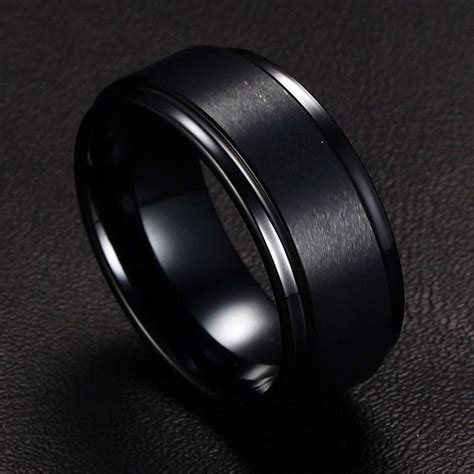 Personalized Black Tungsten Ring Promise Ring For Him Mens Etsy