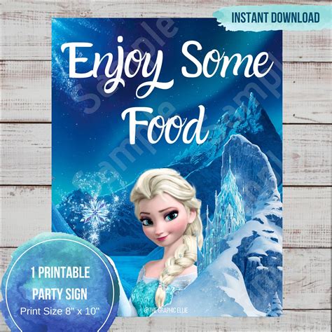 Frozen Party Food Sign Birthday Party Signs Printable Signs Etsy