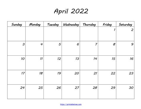 Free Printable April 2022 Calendars April 2022 Calendar Blank Blaze