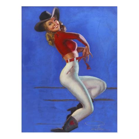 Cowgirl Circa Pin Up Art Postcard Zazzle Com