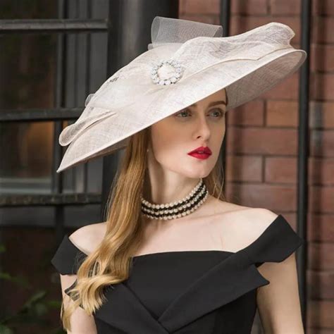 Womens Vintage White Linen Church Hat With Rhinestone Flower Kentucky Derby Hats Wedding