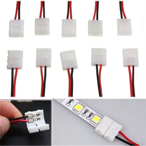 10Pcs PCB Cable 2 Pin LED Strip Connector 3528 5050 Single Color