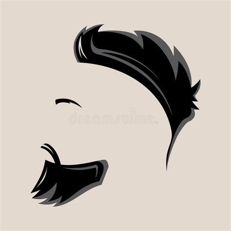 Black And White Vector Face With Hairstyle And Beard Stock Vector