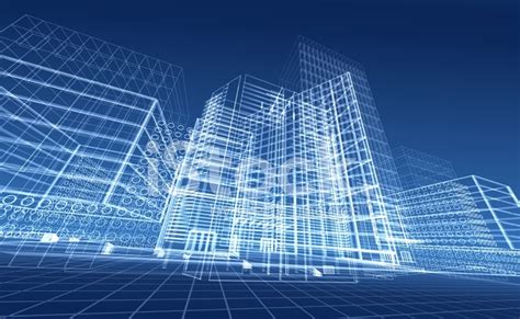 Architectural Blueprint Of Contemporary Buildings Stock Photo Royalty