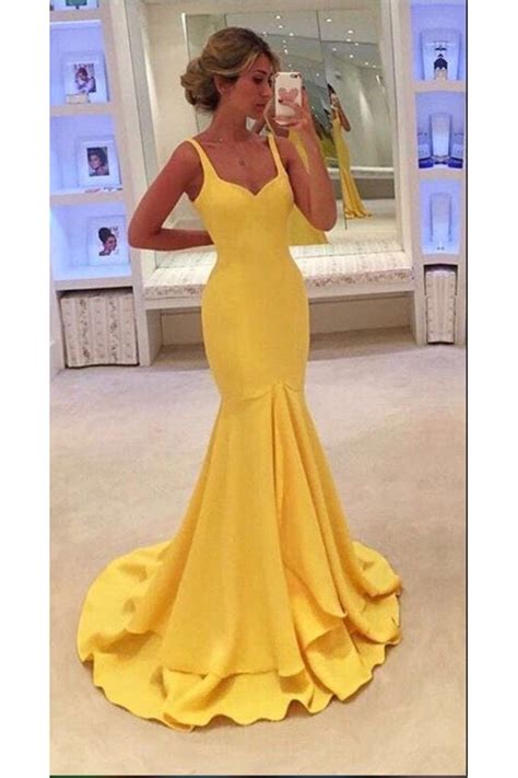 New Arrival Yellow Prom Dressmermaid Evening Dresslong Evening Gown
