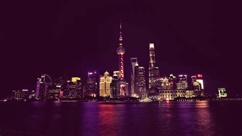 1920x1080 Resolution China Shanghai Neon City Lights 1080p Laptop Full