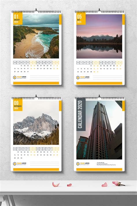 Wall Calendar 2020 With Square Photo Corporate Identity Template Wall