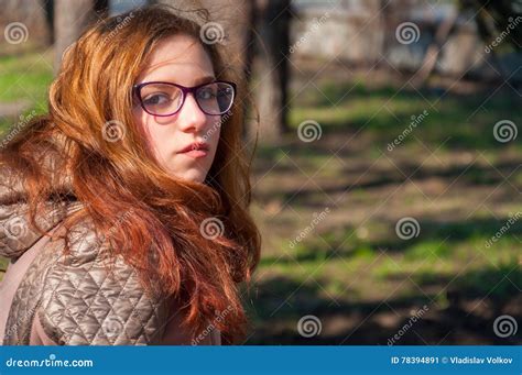 Redhead Girl Outdoors In Autumn Stock Image Image Of Lifestyle