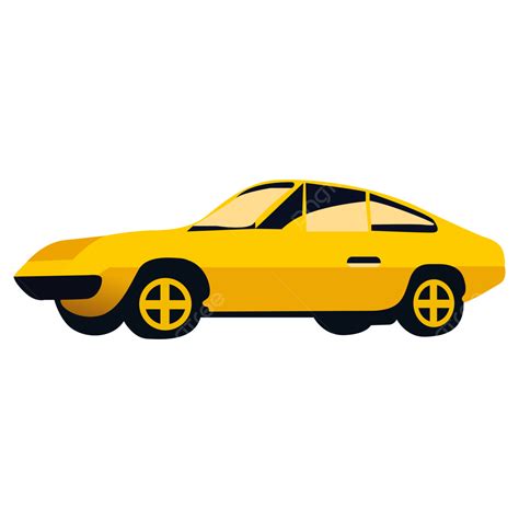 Simple Flat Hand Draw Cartoon Yellow Car Vector Cartoon Yellow Car