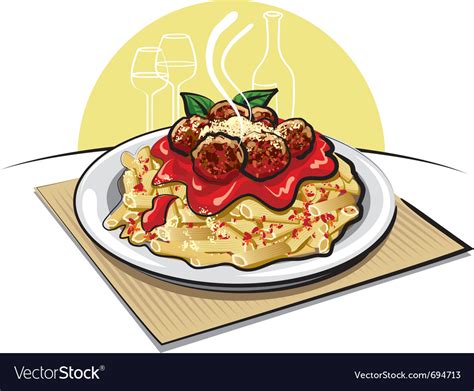 Pasta With Meatballs Royalty Free Vector Image