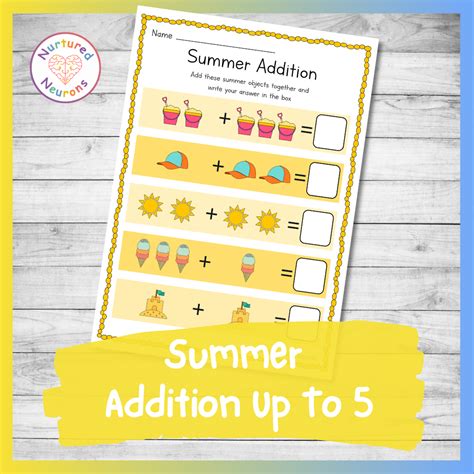 Summer Addition Up To 5 Worksheet Preschool And Kindergarten Math