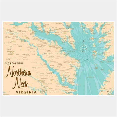 Paper Print Map Art Northern Neck Virginia Wall Décor Wall Hangings