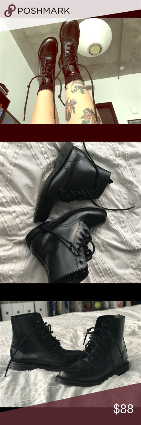 Do doc martens run large? Dr. Martens black leather Drury combat boot sz 8 (With ...