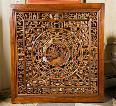 Chinese Carved Wooden Panels Pair Of Carved Wood Chinese Panels At
