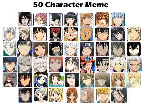 50 Anime Character Meme By Mmj69 On Deviantart