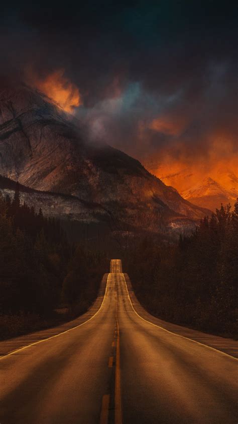 Mountain Nature Night Road T2 Wallpaper 1080x1920