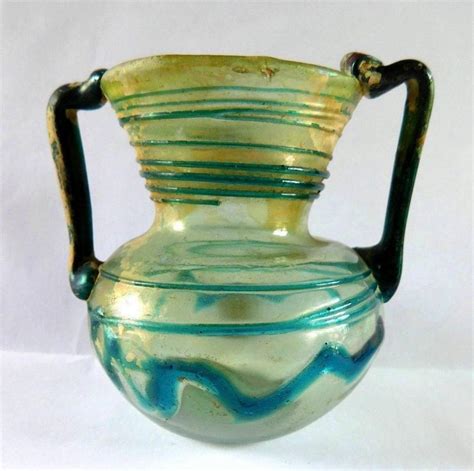 Ancient Roman Glass Two Handled Vessel With Trail 8 5 Cm X 8 Cm 1 Catawiki