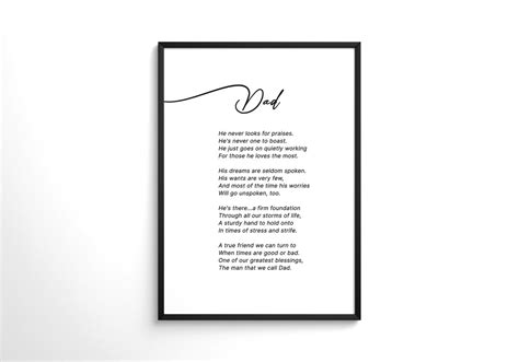 Fathers Day Poem Printable Fathers Day T Wall Art Fathers Day Card