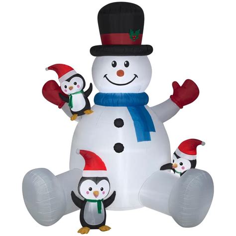 Home Accents Holiday Giant Sized Led 95 Ft Snowman With Penguins Scen