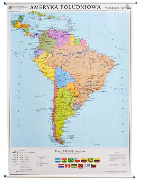 Ameryka Południowa polityczna konturowa