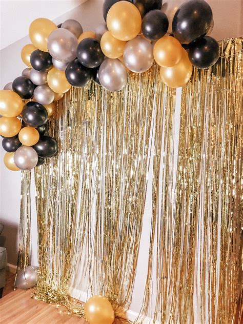 Gold Black Silver Balloon Arch Gatsby Party Decorations New Years Eve Decorations Gatsby