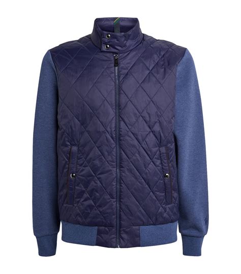 Mens Polo Ralph Lauren Blue Quilted Hybrid Jacket Harrods Countrycode